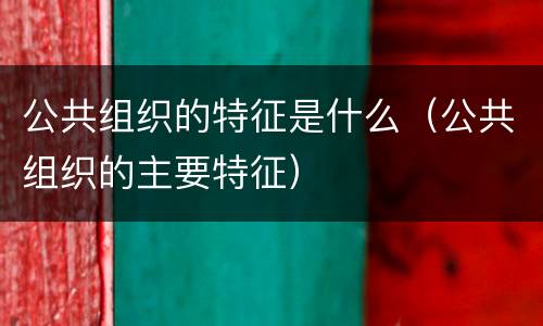 公共组织的特征是什么（公共组织的主要特征）