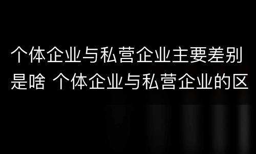 个体企业与私营企业主要差别是啥 个体企业与私营企业的区别