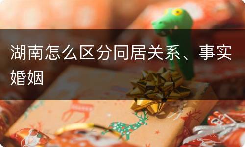湖南怎么区分同居关系、事实婚姻