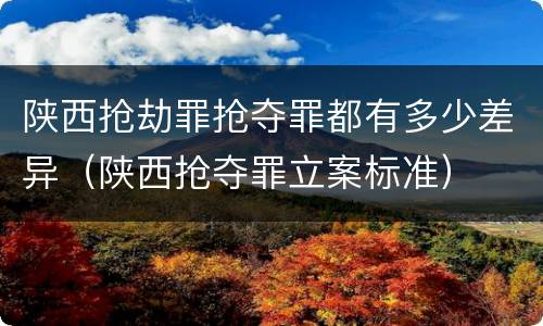 陕西抢劫罪抢夺罪都有多少差异（陕西抢夺罪立案标准）