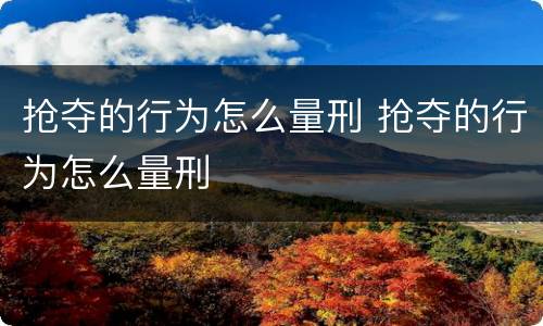 抢夺的行为怎么量刑 抢夺的行为怎么量刑