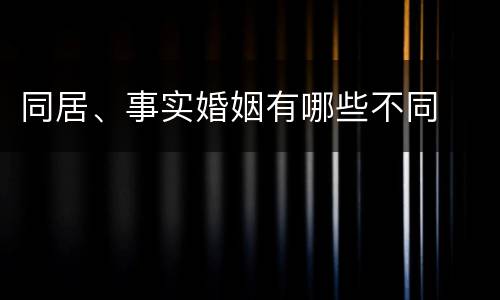 同居、事实婚姻有哪些不同