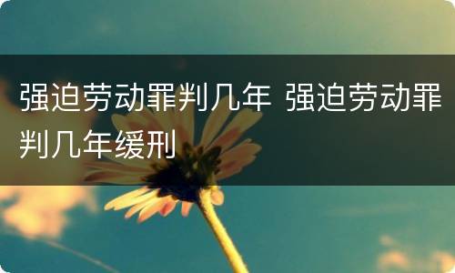 强迫劳动罪判几年 强迫劳动罪判几年缓刑