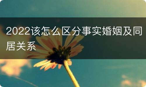 2022该怎么区分事实婚姻及同居关系