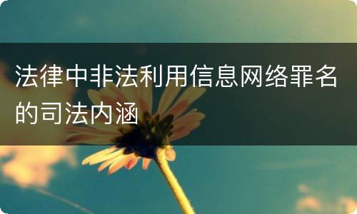 法律中非法利用信息网络罪名的司法内涵