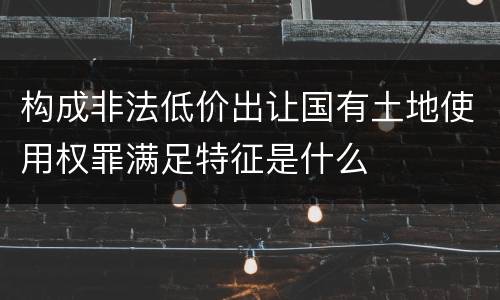 构成非法低价出让国有土地使用权罪满足特征是什么