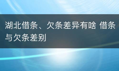 湖北借条、欠条差异有啥 借条与欠条差别