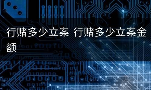 行赌多少立案 行赌多少立案金额