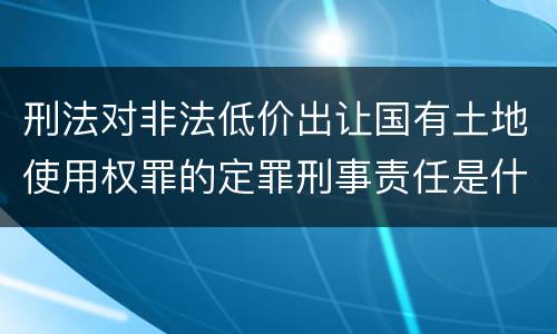 刑法对非法低价出让国有土地使用权罪的定罪刑事责任是什么样的