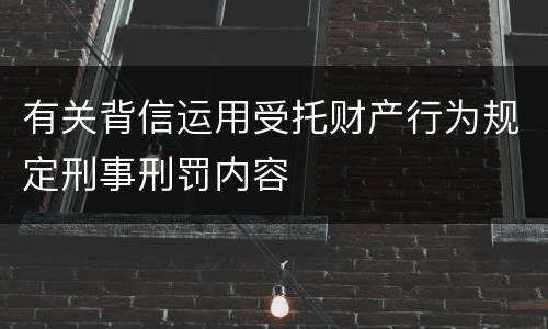 有关背信运用受托财产行为规定刑事刑罚内容