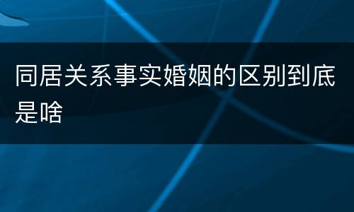 同居关系事实婚姻的区别到底是啥