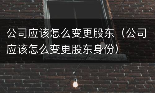 公司应该怎么变更股东（公司应该怎么变更股东身份）