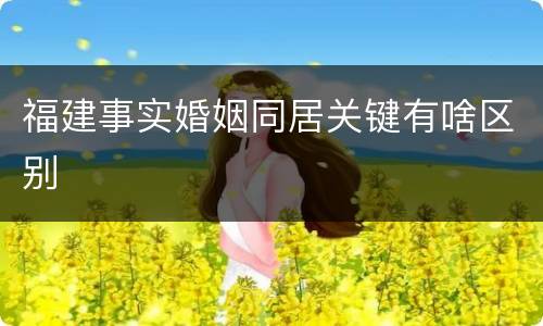 福建事实婚姻同居关键有啥区别