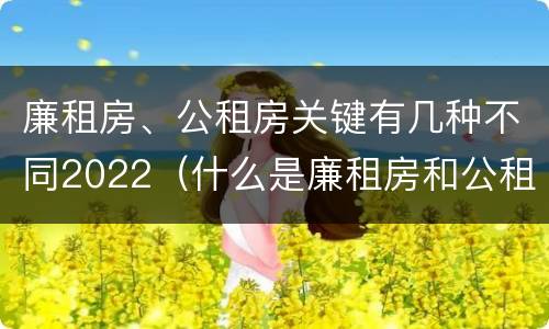 廉租房、公租房关键有几种不同2022（什么是廉租房和公租房两个有什么特点）