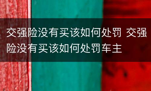 交强险没有买该如何处罚 交强险没有买该如何处罚车主