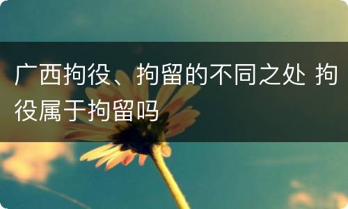 广西拘役、拘留的不同之处 拘役属于拘留吗