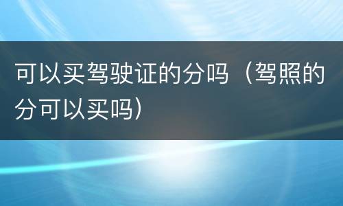 可以买驾驶证的分吗（驾照的分可以买吗）