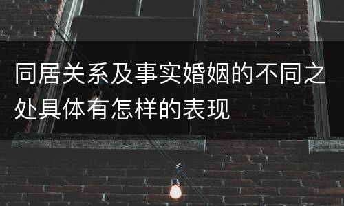 同居关系及事实婚姻的不同之处具体有怎样的表现
