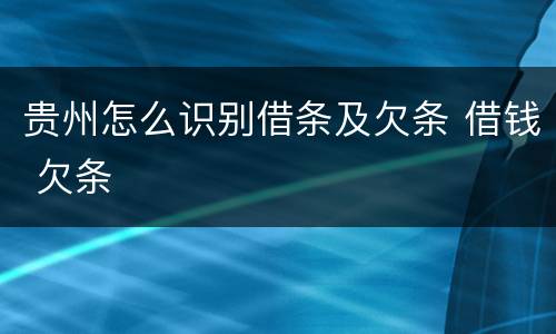 贵州怎么识别借条及欠条 借钱 欠条