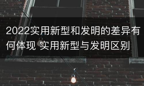 2022实用新型和发明的差异有何体现 实用新型与发明区别