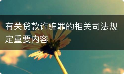 有关贷款诈骗罪的相关司法规定重要内容