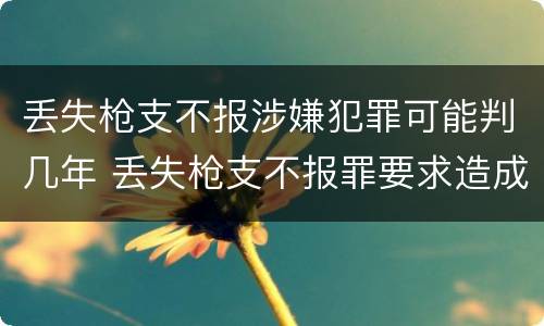 丢失枪支不报涉嫌犯罪可能判几年 丢失枪支不报罪要求造成了严重后果的才构成犯罪