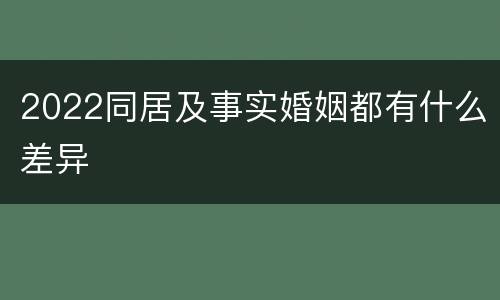 2022同居及事实婚姻都有什么差异