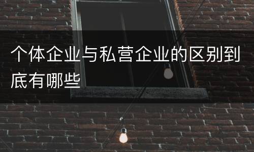 个体企业与私营企业的区别到底有哪些