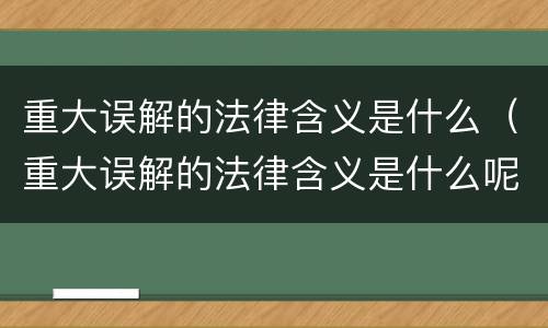 重大误解的法律含义是什么（重大误解的法律含义是什么呢）