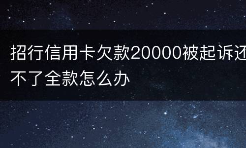 招行信用卡欠款20000被起诉还不了全款怎么办