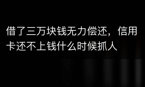 借了三万块钱无力偿还，信用卡还不上钱什么时候抓人