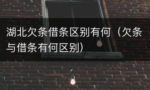 湖北欠条借条区别有何（欠条与借条有何区别）