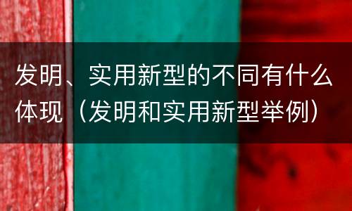 发明、实用新型的不同有什么体现（发明和实用新型举例）