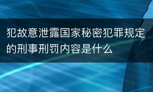 犯故意泄露国家秘密犯罪规定的刑事刑罚内容是什么