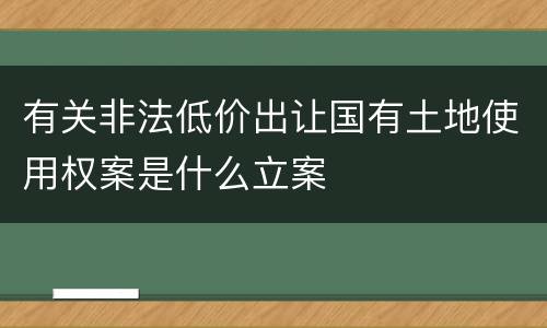 有关非法低价出让国有土地使用权案是什么立案
