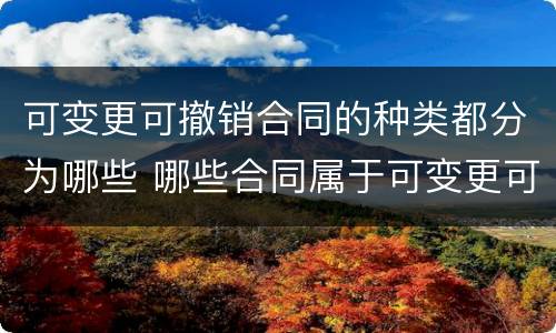 可变更可撤销合同的种类都分为哪些 哪些合同属于可变更可撤销合同