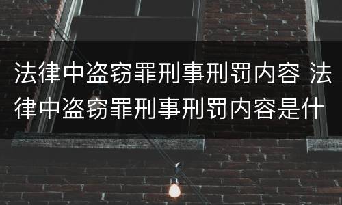 法律中盗窃罪刑事刑罚内容 法律中盗窃罪刑事刑罚内容是什么