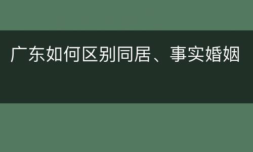 广东如何区别同居、事实婚姻