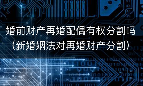 婚前财产再婚配偶有权分割吗（新婚姻法对再婚财产分割）