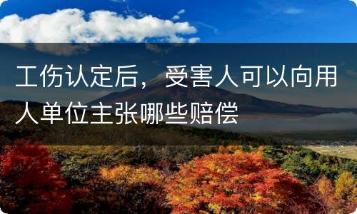 工伤认定后，受害人可以向用人单位主张哪些赔偿