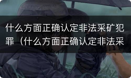 什么方面正确认定非法采矿犯罪（什么方面正确认定非法采矿犯罪行为）