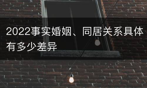 2022事实婚姻、同居关系具体有多少差异