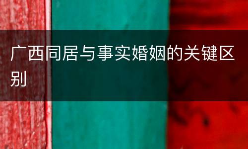 广西同居与事实婚姻的关键区别