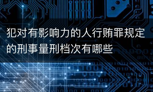 犯对有影响力的人行贿罪规定的刑事量刑档次有哪些