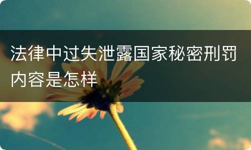 法律中过失泄露国家秘密刑罚内容是怎样