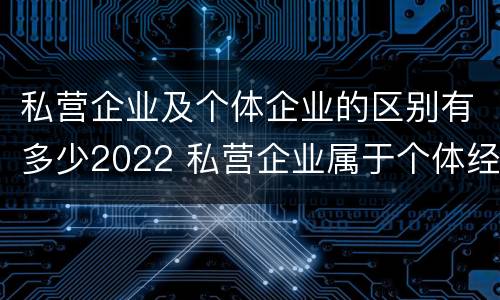 私营企业及个体企业的区别有多少2022 私营企业属于个体经营吗