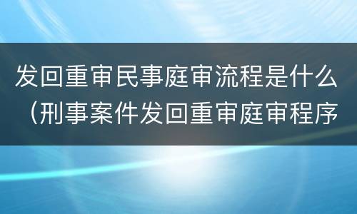 发回重审民事庭审流程是什么（刑事案件发回重审庭审程序）