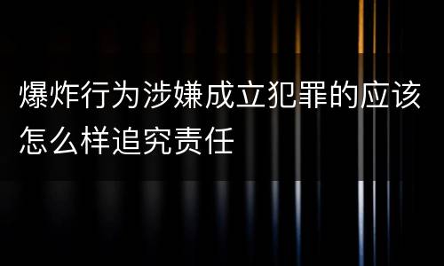 爆炸行为涉嫌成立犯罪的应该怎么样追究责任