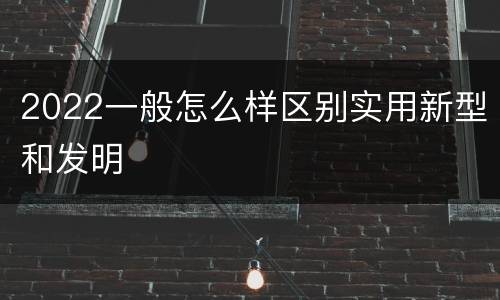 2022一般怎么样区别实用新型和发明