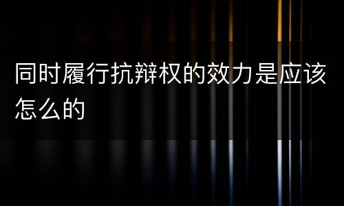 同时履行抗辩权的效力是应该怎么的